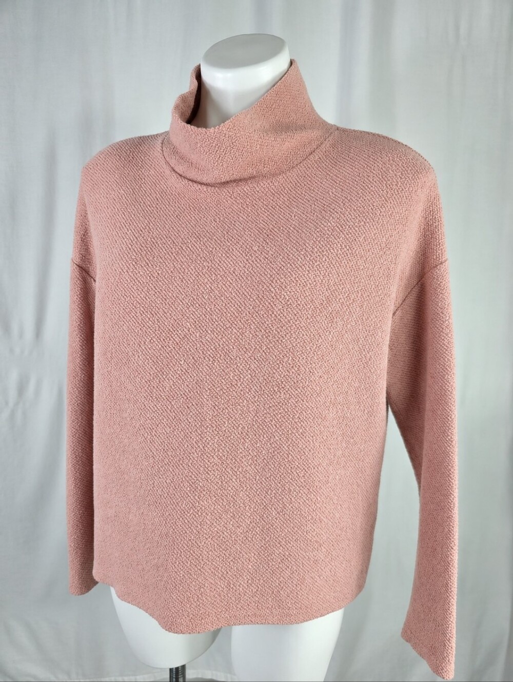 Banana Republic Pink Textured Cowl Neck Sweater M Cotton Blend Quiet Luxury